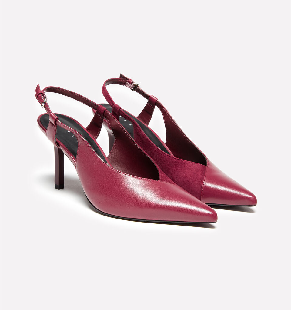 Burgundy slingback in 100% leather - women's heels - Burgundy | Sisley image number 1